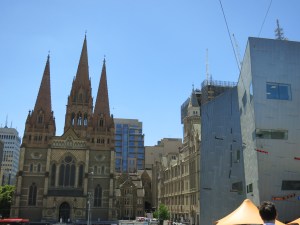 Old and new: St. Paul's and Federation Square
