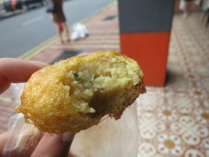 Delicious potato cake, not quite like a samosa, a different kind of dense