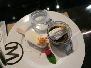 chocolate mousse and burnt caramel