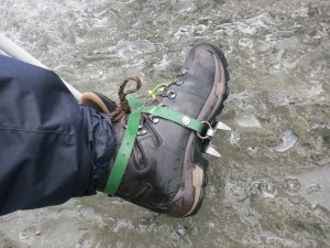 Attaching metal spikes to my feet