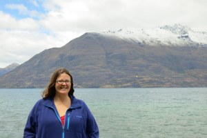 With Lake Wakatipu and a mountain behind me. Snow in January is unheard of down here, so all the locals were excited that I got to see the mountains dusted white with it. They were beautiful!