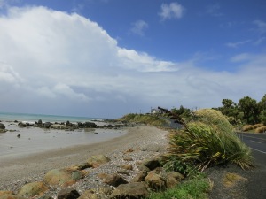 An idyllic beach scene, three minutes after a storm