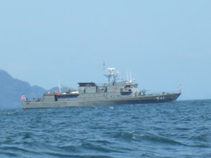 I saw at least four Navy ships guarding the perimeter of the waters near the royal residence--we'd be shot on sight if we got too close!