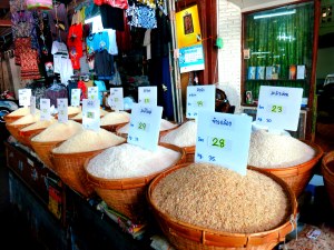 Our chef at the cooking school talked about the different kinds of rice used in Thai cooking.