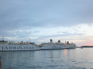 The ferries lined up and ready to go