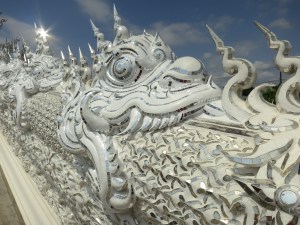 Snakelike dragons are also traditional on the stairs leading up to temples in Thailand