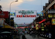 Yes, that's a neon sign reading "Pub Street" not 10 miles from the majesty of Angkor Wat