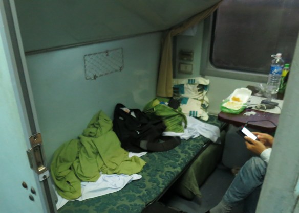 My bunk, with the homemade whiskey just visible in the corner there