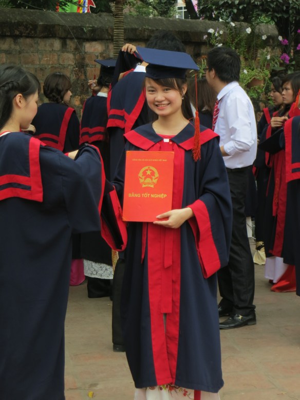 One of the students who posed for photographs for family and tourists alike.