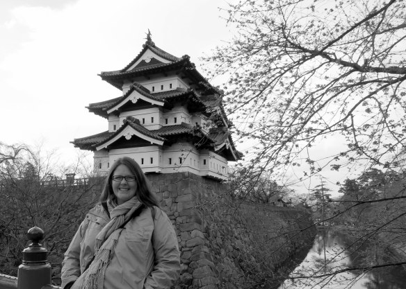 My first day in Hirosaki--hardly any blossoms