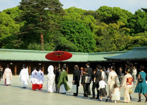 Wedding procession from behind