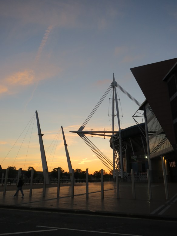 Our view along the river for our last drink in Cardiff