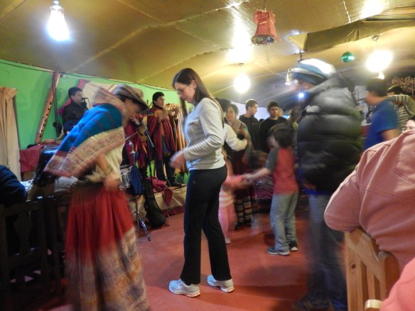 By the end of the night, the dancers had dragged half the audience onto the dance floor for a big circle dance, and then they put costumes on people. The kids in the crowd loved every second of it.