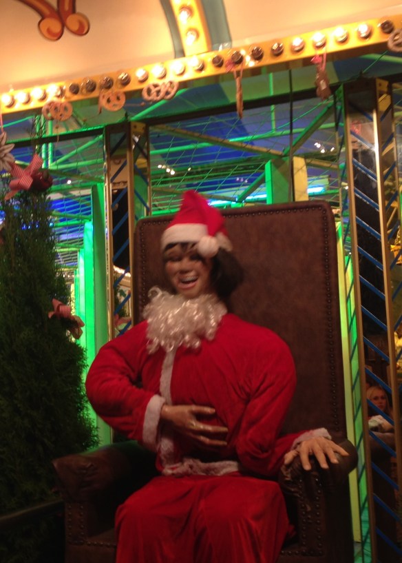 Clearly a repurposed animatronic 'come on the ride' caller, but he made for a really creepy Santa