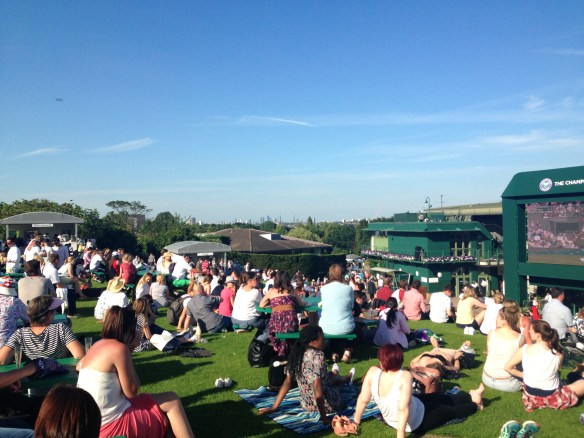Henman Hill or Murray Mound, depending on what generation you are. A place to sit and watch whatever match is deemed exciting enough to be put on the big screen.